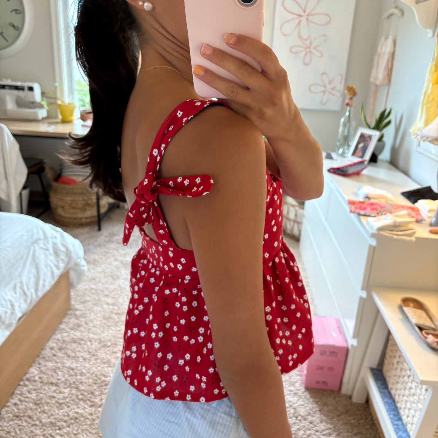 Red floral top