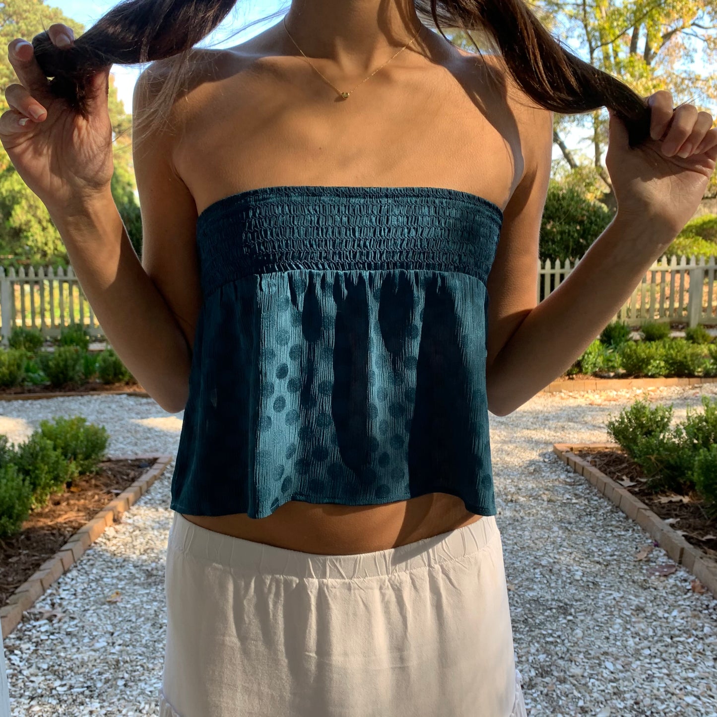 Mazy Top | Polka Teal