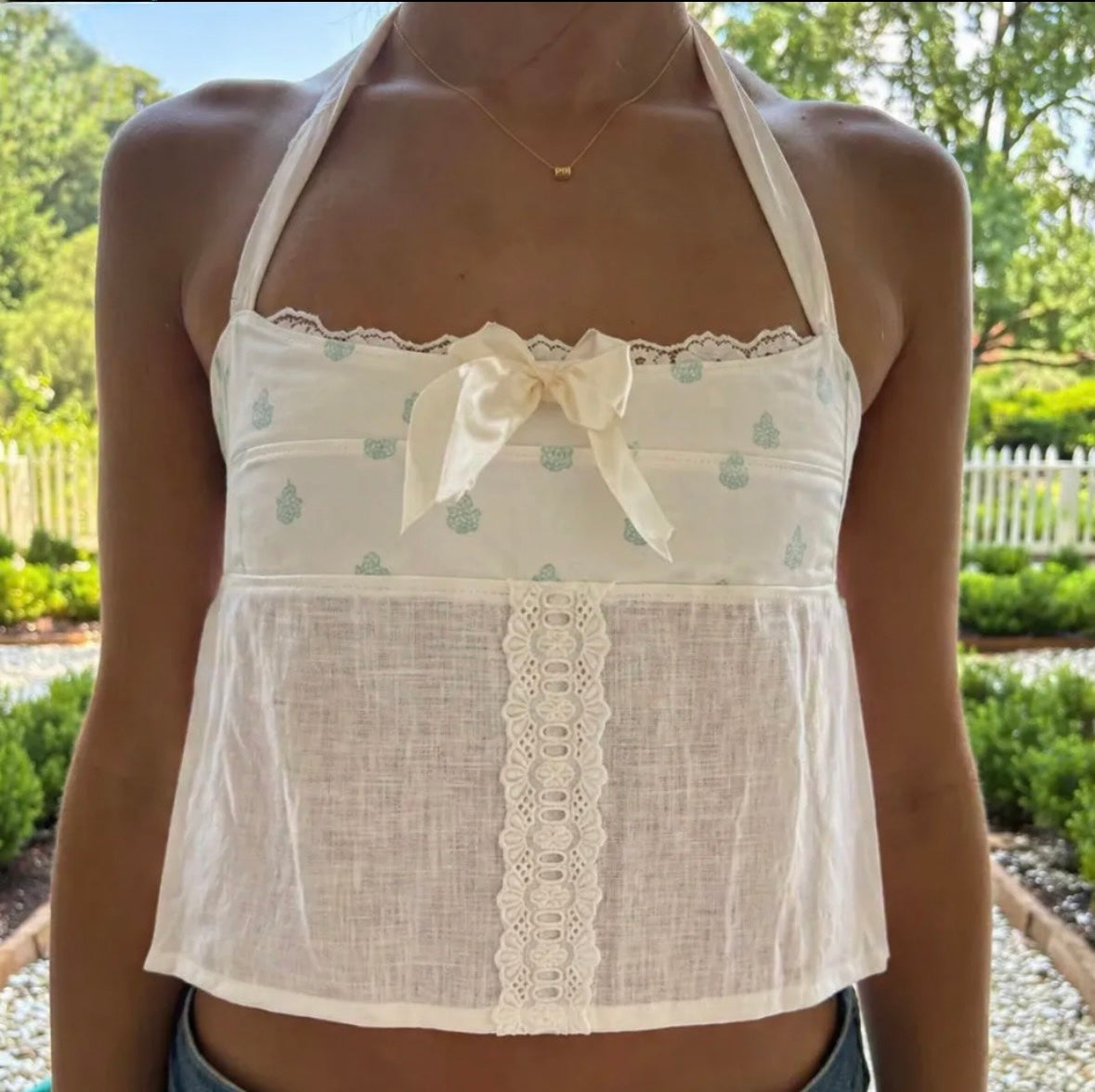 Sage tie back top 1/1